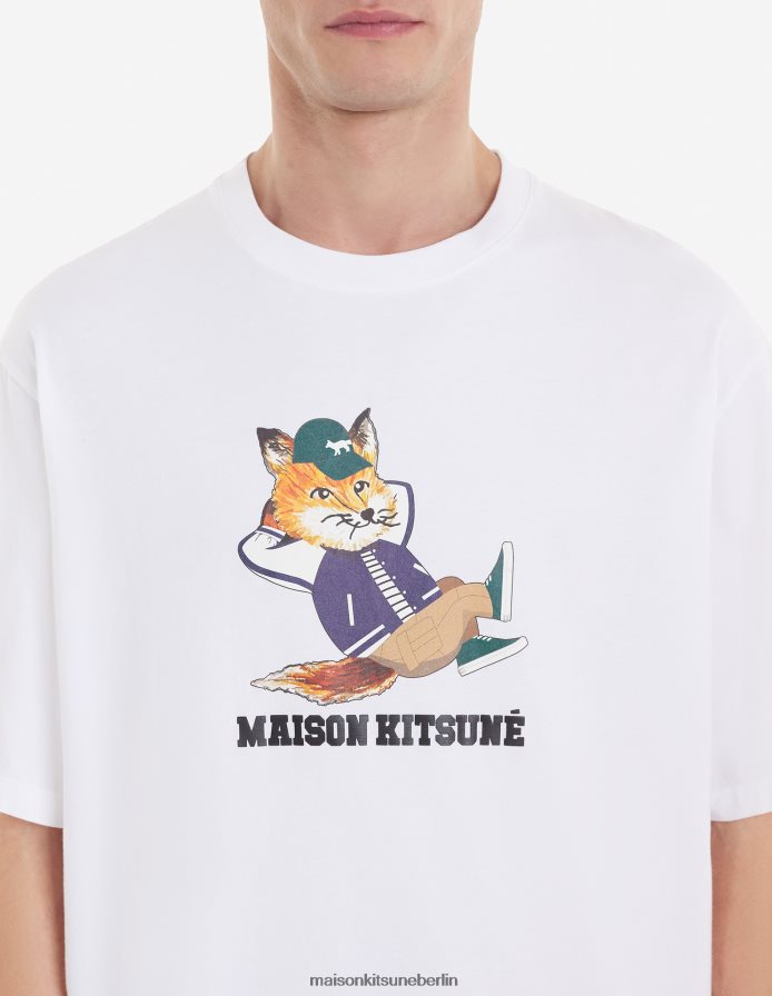 Kleidung V2DHL63 Weiß Männer Leicht gekleidetes Fuchs-T-Shirt Maison Kitsune