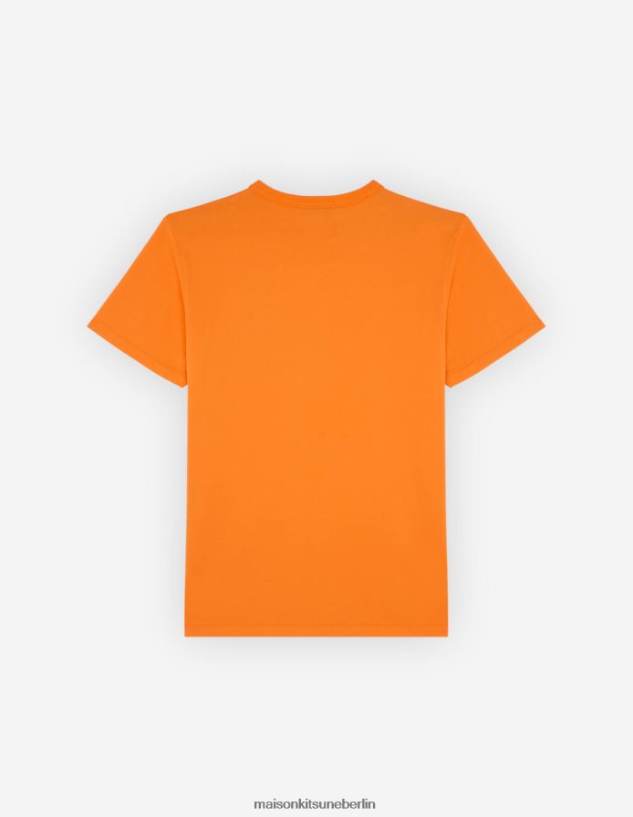 Kleidung V2DHL66 Neon orange Männer Chillax Fox Patch klassisches T-Shirt Maison Kitsune