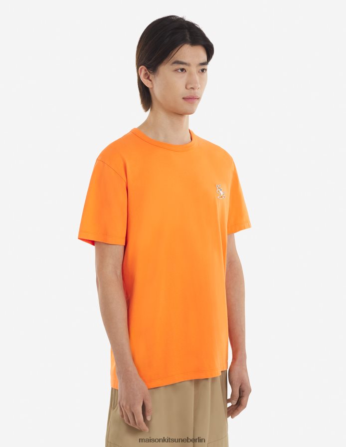 Kleidung V2DHL66 Neon orange Männer Chillax Fox Patch klassisches T-Shirt Maison Kitsune