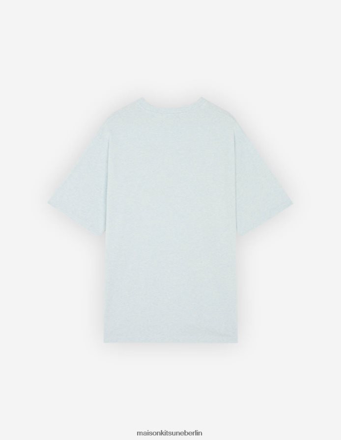 Kleidung V2DHL70 Blaue Dunst-Melange Männer Lebhaftes, einfaches T-Shirt mit Fuchskopf Maison Kitsune