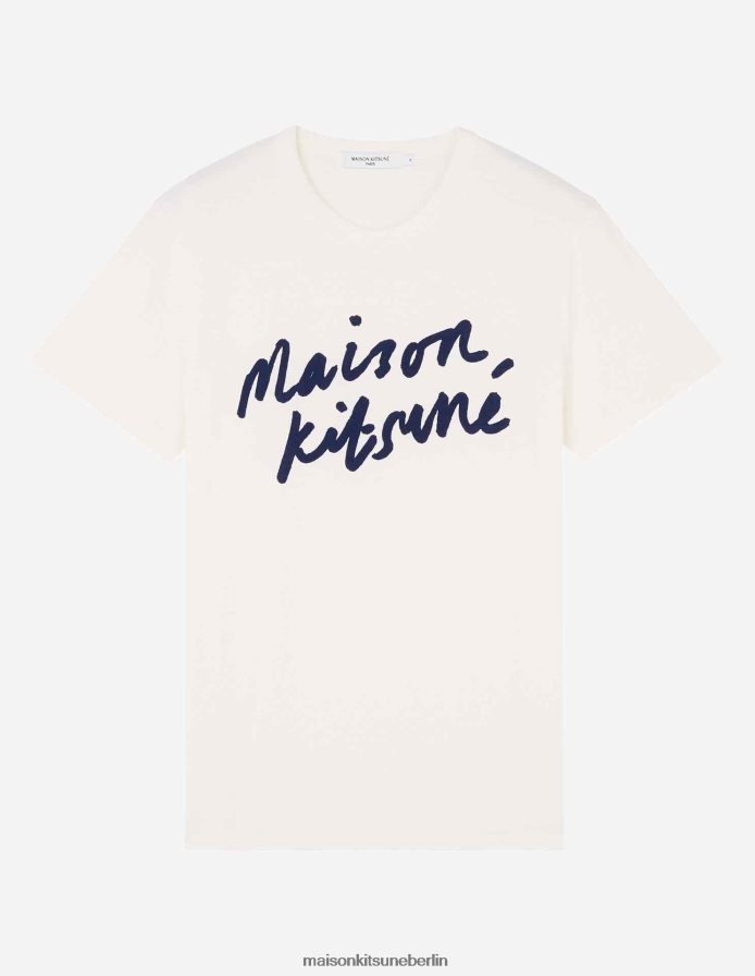 Kleidung V2DHL71 Latté Männer Klassisches T-Shirt mit Handschrift Maison Kitsune
