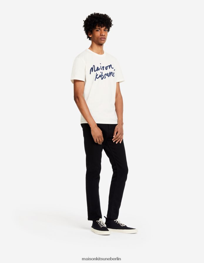 Kleidung V2DHL71 Latté Männer Klassisches T-Shirt mit Handschrift Maison Kitsune