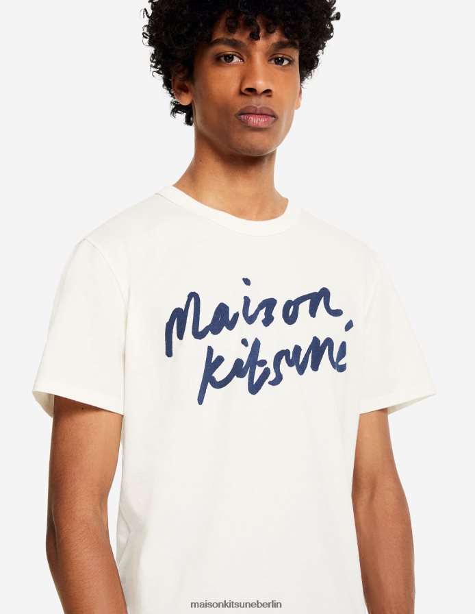 Kleidung V2DHL71 Latté Männer Klassisches T-Shirt mit Handschrift Maison Kitsune