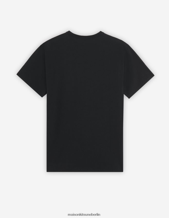 Kleidung V2DHL73 Schwarz Männer Baby-Fuchs-T-Shirt mit aufgesetzten Taschen Maison Kitsune