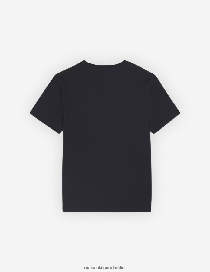 Kleidung V2DHL78 Schwarz Männer Besticktes, entspanntes T-Shirt Maison Kitsune