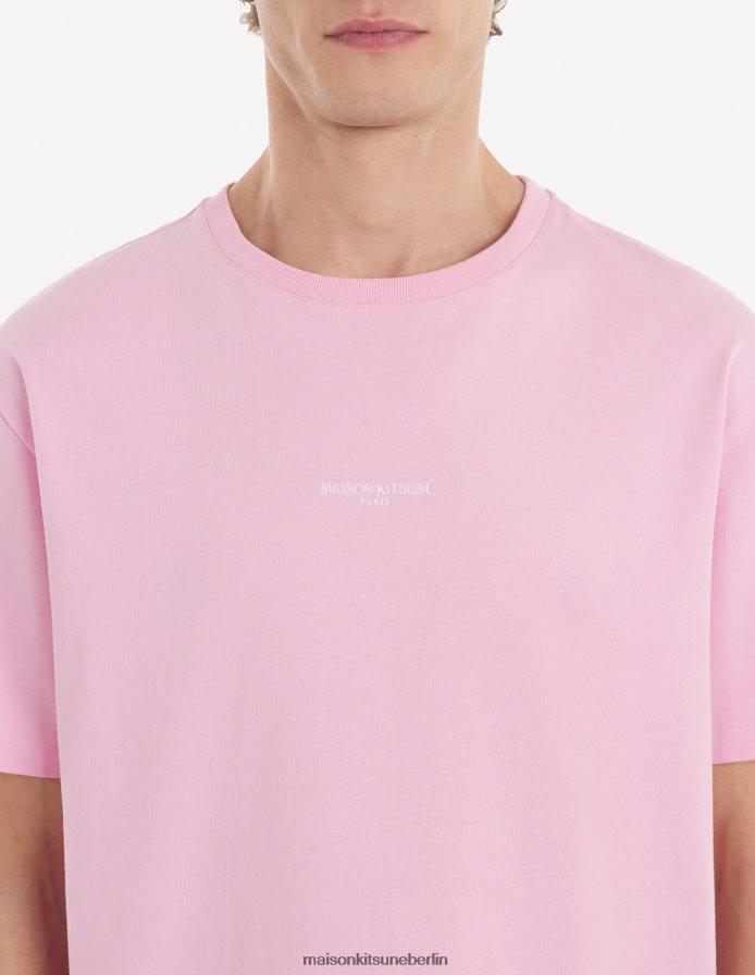 Kleidung V2DHL79 staubige Rose Männer Besticktes, entspanntes T-Shirt Maison Kitsune