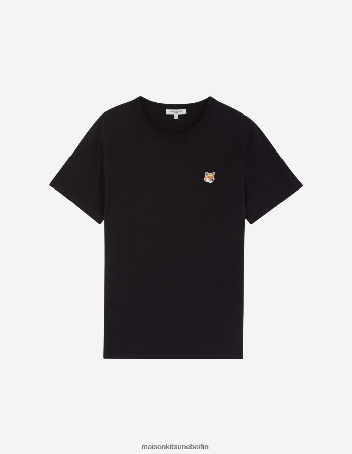 Kleidung V2DHL7 Schwarz Männer Klassisches T-Shirt mit Fuchskopf-Patch Maison Kitsune