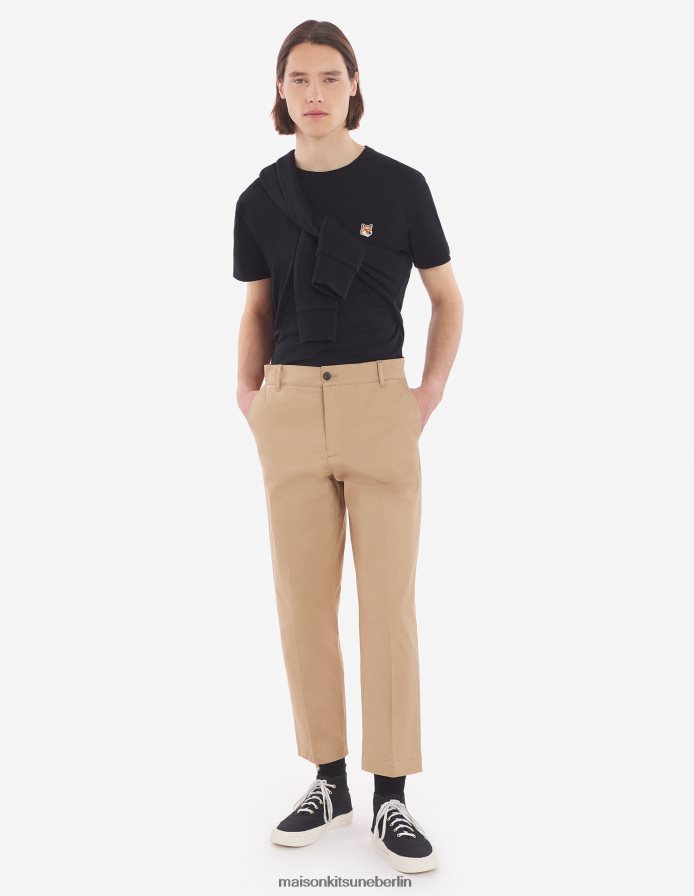 Kleidung V2DHL7 Schwarz Männer Klassisches T-Shirt mit Fuchskopf-Patch Maison Kitsune