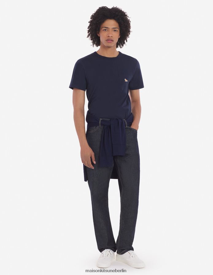 Kleidung V2DHL82 Marine Männer Baby-Fuchs-T-Shirt mit aufgesetzten Taschen Maison Kitsune