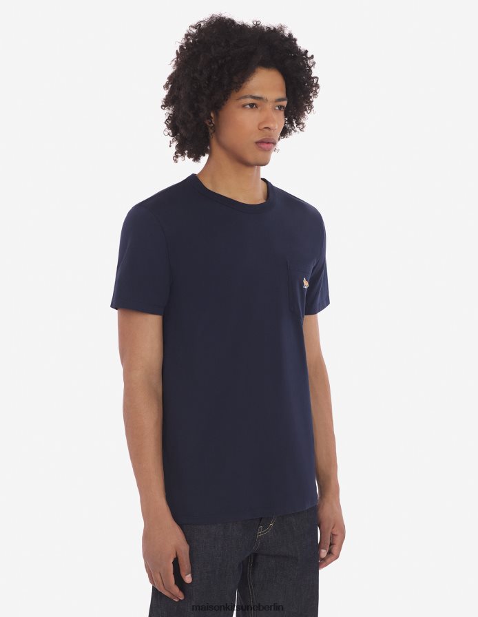 Kleidung V2DHL82 Marine Männer Baby-Fuchs-T-Shirt mit aufgesetzten Taschen Maison Kitsune