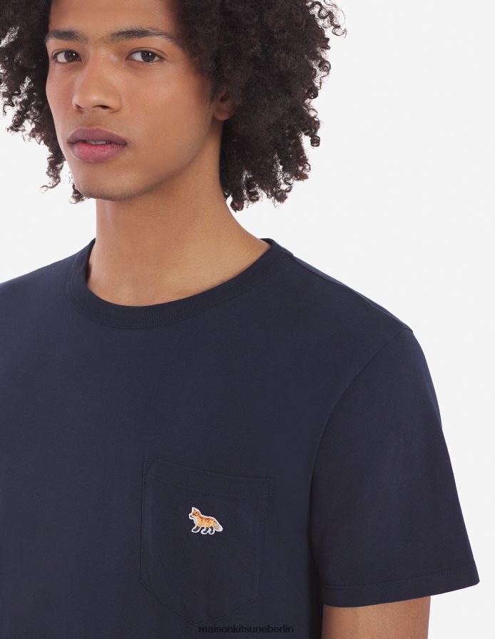 Kleidung V2DHL82 Marine Männer Baby-Fuchs-T-Shirt mit aufgesetzten Taschen Maison Kitsune