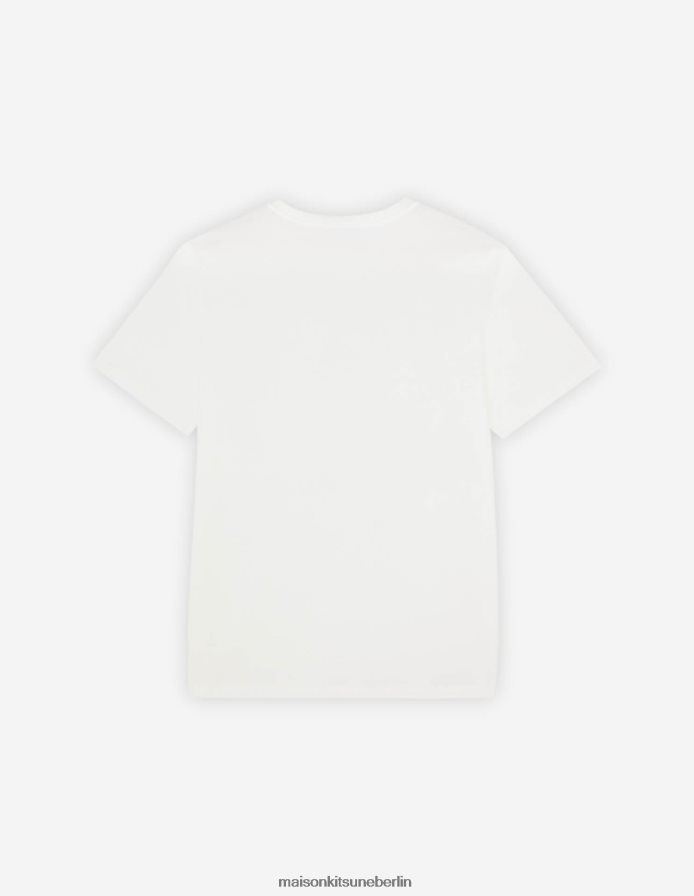 Kleidung V2DHL83 cremefarben Männer Lässiges T-Shirt mit Konturfuchs-Patch Maison Kitsune