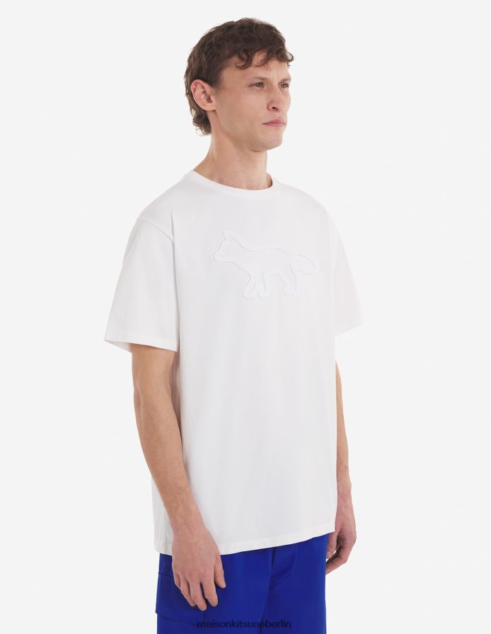 Kleidung V2DHL83 cremefarben Männer Lässiges T-Shirt mit Konturfuchs-Patch Maison Kitsune