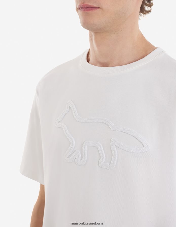 Kleidung V2DHL83 cremefarben Männer Lässiges T-Shirt mit Konturfuchs-Patch Maison Kitsune