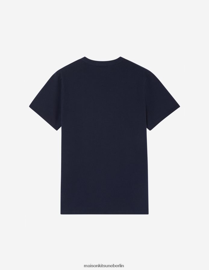Kleidung V2DHL8 Marine Männer Klassisches T-Shirt mit Fuchskopf-Patch Maison Kitsune