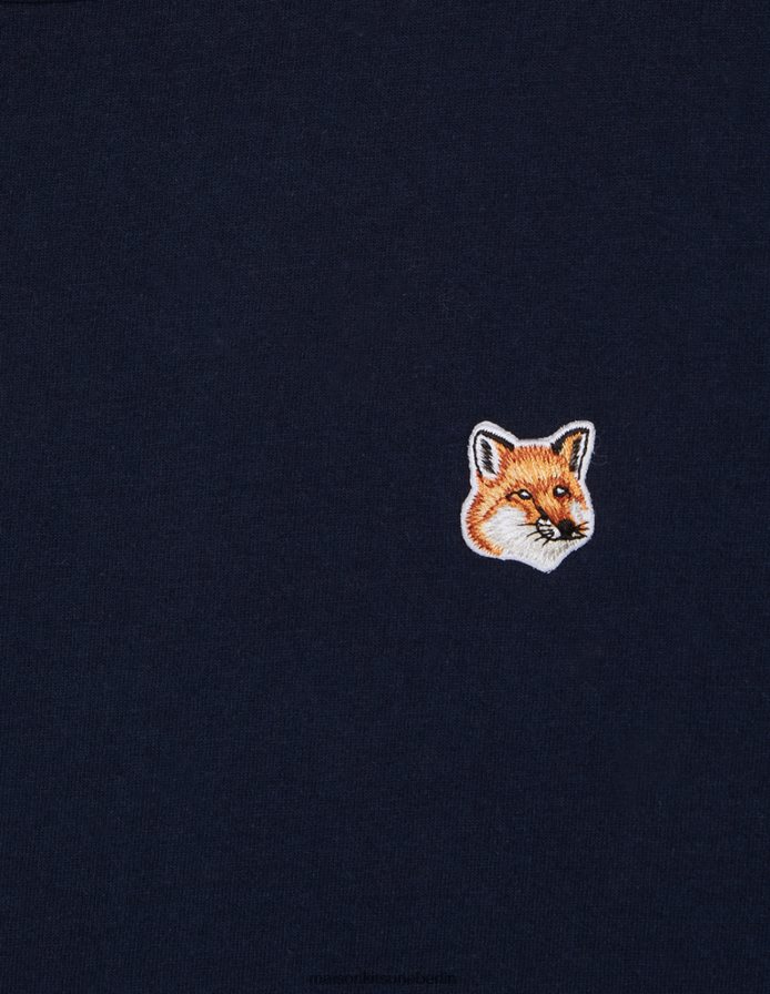 Kleidung V2DHL8 Marine Männer Klassisches T-Shirt mit Fuchskopf-Patch Maison Kitsune