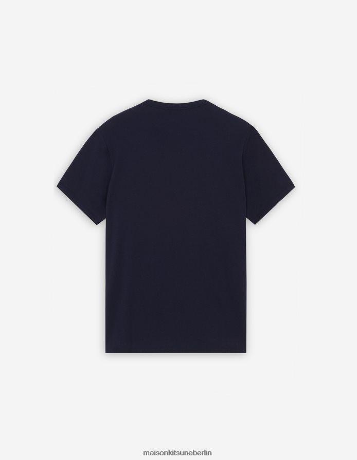 Kleidung V2DHL9 Marine Männer Klassisches T-Shirt mit grauem Fuchskopf-Patch Maison Kitsune