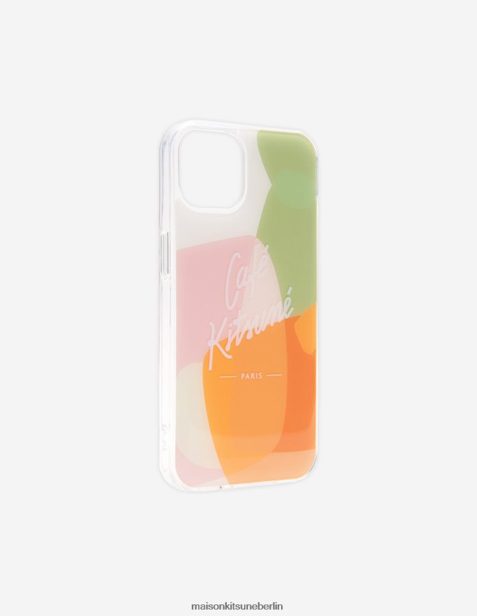 Zubehörteil V2DHL637 Multico-Design unisex Farbblock-Café-Kitsune-iPhone-Hülle Maison Kitsune