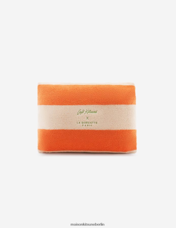 Zubehörteil V2DHL647 orange unisex gestreiftes Strandkissen Maison Kitsune