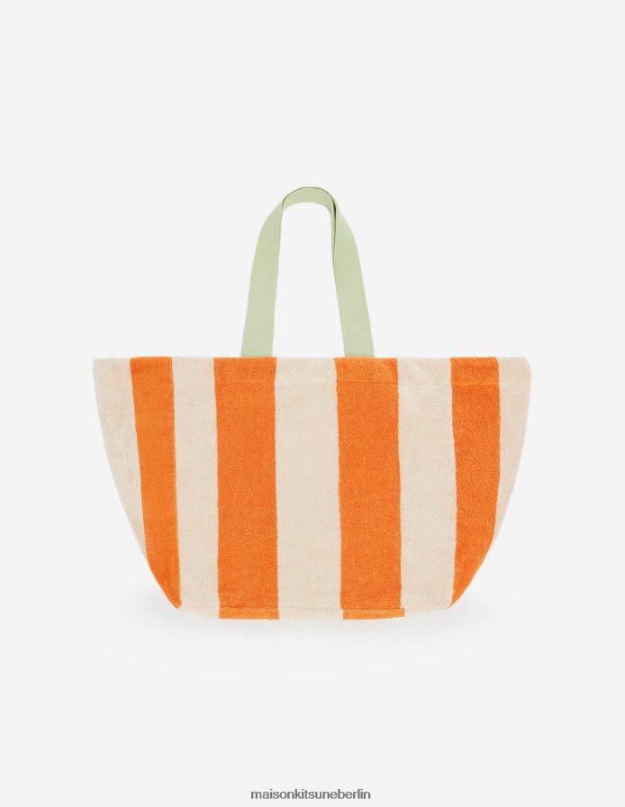 Zubehörteil V2DHL655 orange unisex gestreifte Strandtasche Maison Kitsune
