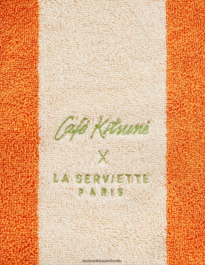 Zubehörteil V2DHL655 orange unisex gestreifte Strandtasche Maison Kitsune