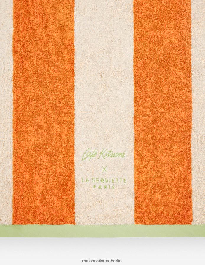Zubehörteil V2DHL660 orange unisex gestreiftes Strandtuch Maison Kitsune