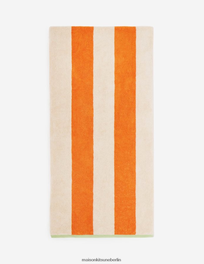 Zubehörteil V2DHL660 orange unisex gestreiftes Strandtuch Maison Kitsune