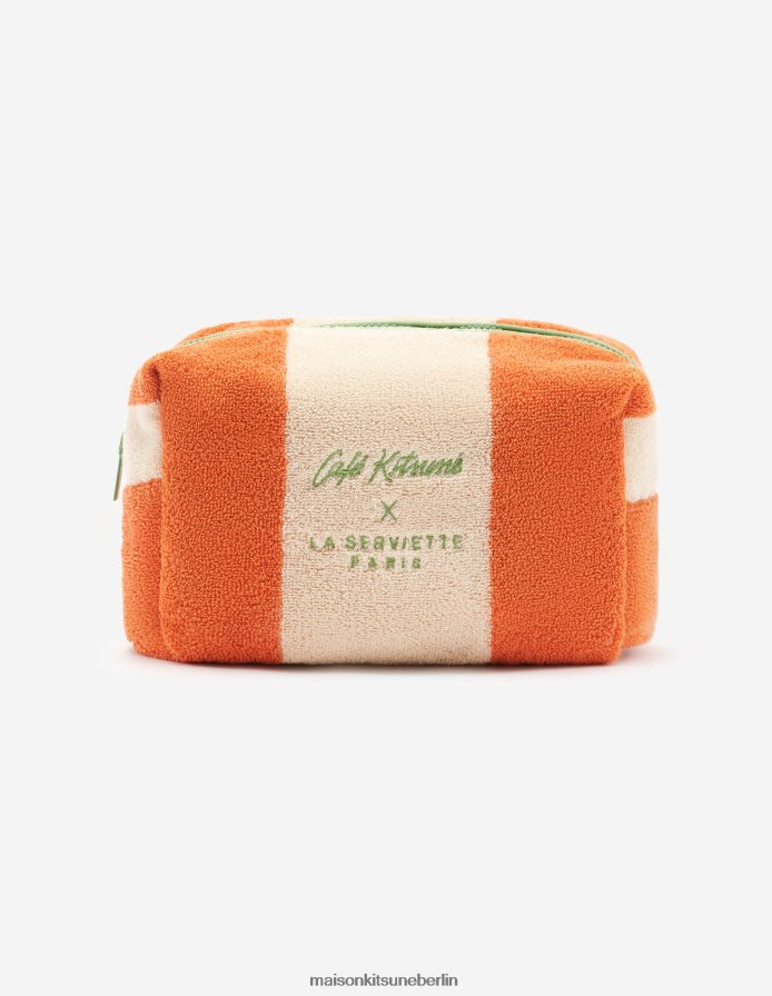 Zubehörteil V2DHL662 orange unisex Gestreifter Kulturbeutel Maison Kitsune