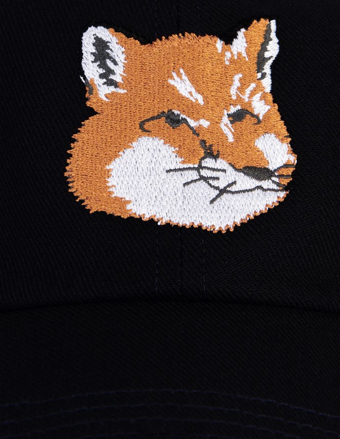 Zubehörteil V2DHL562 Schwarz unisex Große 6er-Kappe mit Fuchskopf-Stickerei Maison Kitsune