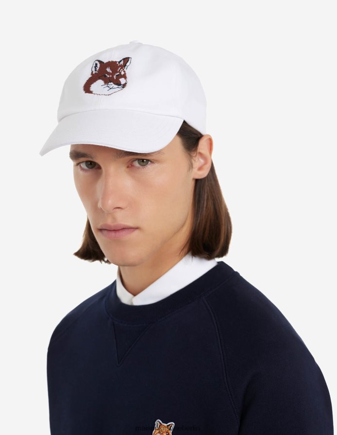 Zubehörteil V2DHL568 Weiß unisex Große 6er-Kappe mit Fuchskopf-Stickerei Maison Kitsune