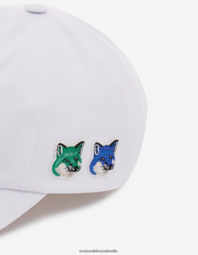 Zubehörteil V2DHL572 Weiß unisex saisonale Fuchskopf-6-Pence-Kappe Maison Kitsune
