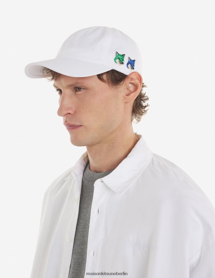 Zubehörteil V2DHL572 Weiß unisex saisonale Fuchskopf-6-Pence-Kappe Maison Kitsune