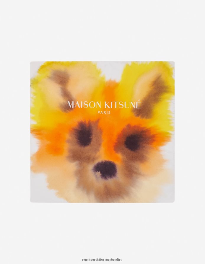 Zubehörteil V2DHL589 Aquarelldruck unisex mk x rop van mierlo fuchs seidenschal Maison Kitsune