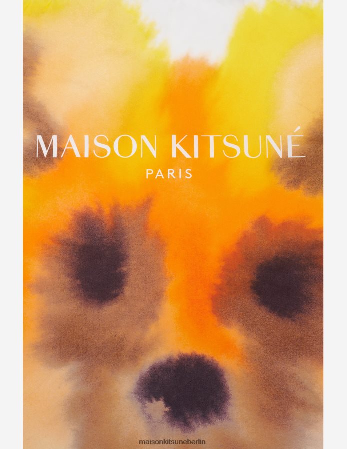 Zubehörteil V2DHL589 Aquarelldruck unisex mk x rop van mierlo fuchs seidenschal Maison Kitsune