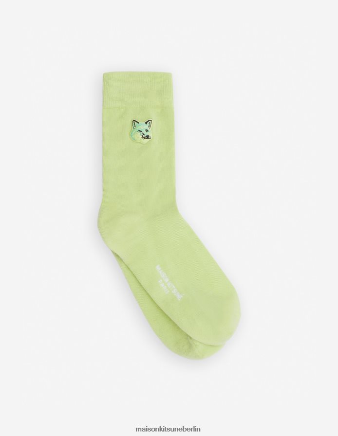 Zubehörteil V2DHL574 Minze unisex Socken mit farblich abgestimmtem Fuchskopf-Patch Maison Kitsune