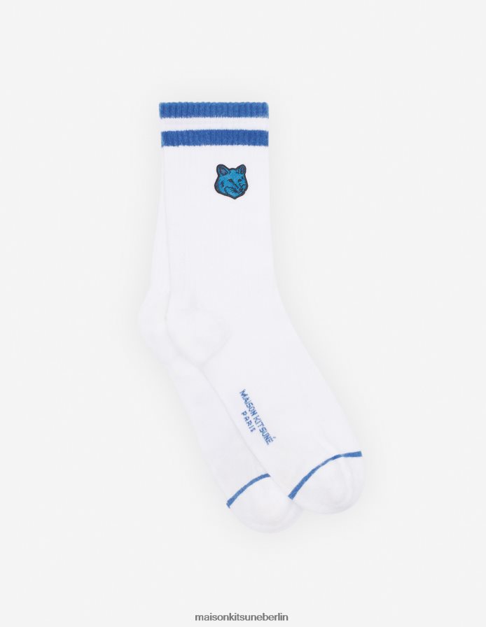 Zubehörteil V2DHL577 weiß/saphir unisex Sportliche Socken mit auffälligem Fuchskopf-Patch Maison Kitsune