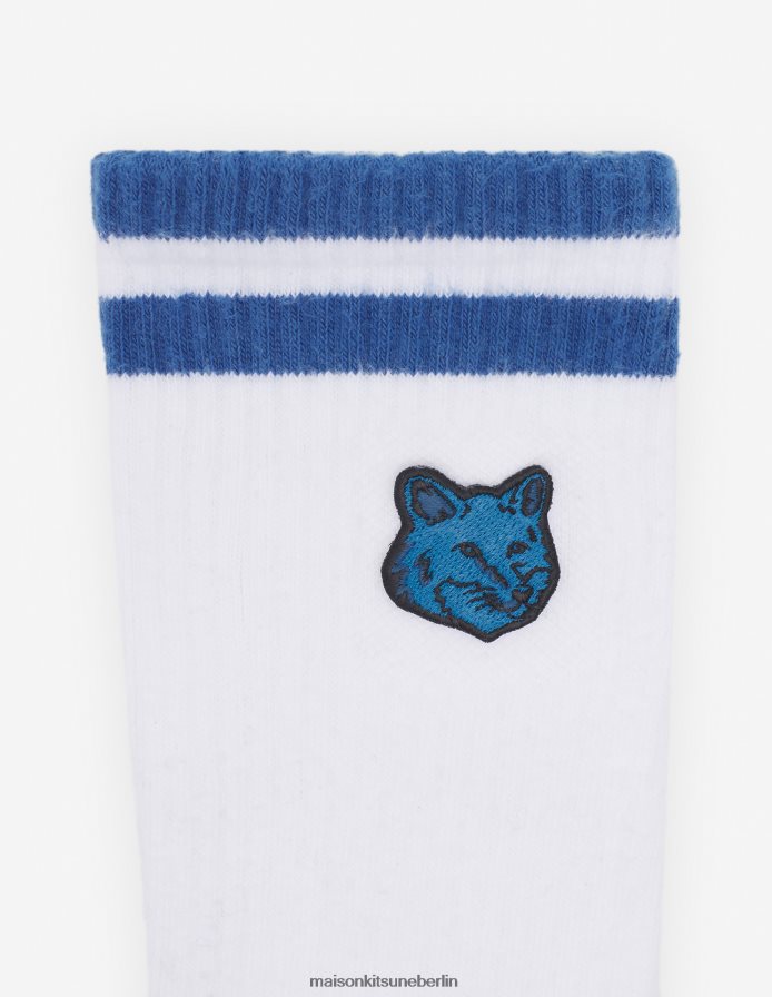 Zubehörteil V2DHL577 weiß/saphir unisex Sportliche Socken mit auffälligem Fuchskopf-Patch Maison Kitsune