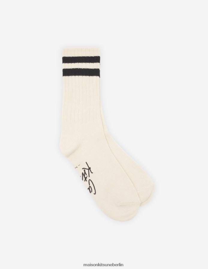 Zubehörteil V2DHL582 Schwarz unisex Socken aus der Linie „Café Kitsune“. Maison Kitsune