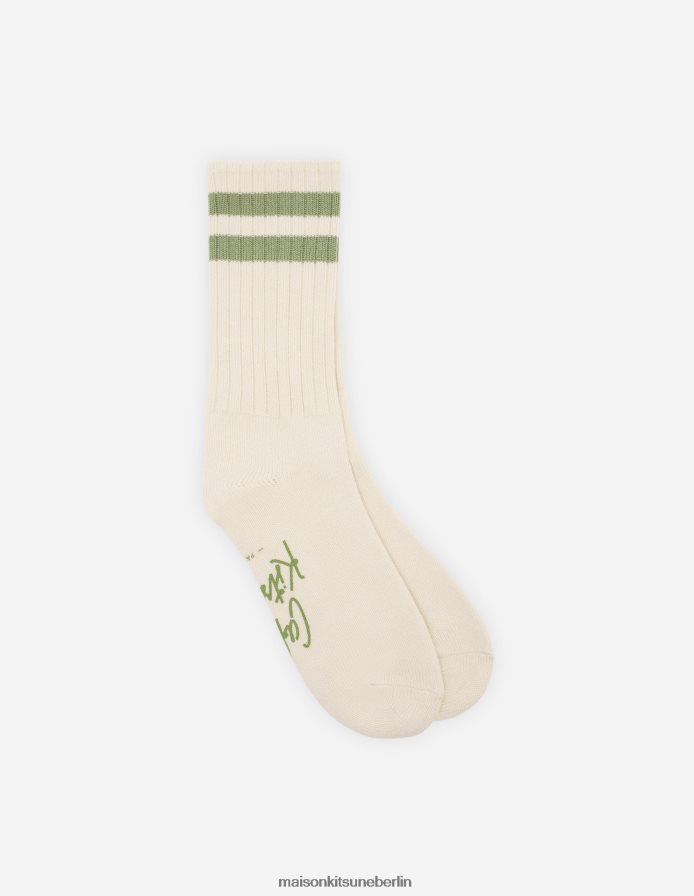 Zubehörteil V2DHL583 Matcha unisex Socken aus der Linie „Café Kitsune“. Maison Kitsune