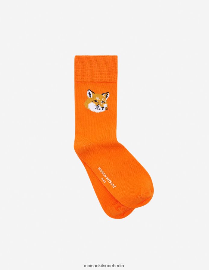 Zubehörteil V2DHL588 Neon orange unisex Fuchskopfsocken Maison Kitsune