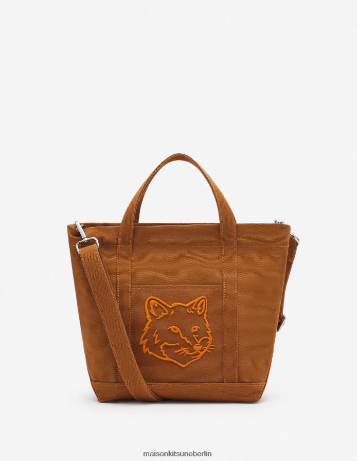 Zubehörteil V2DHL499 goldbraun unisex Mini-Einkaufstasche mit auffälligem Fuchskopf Maison Kitsune