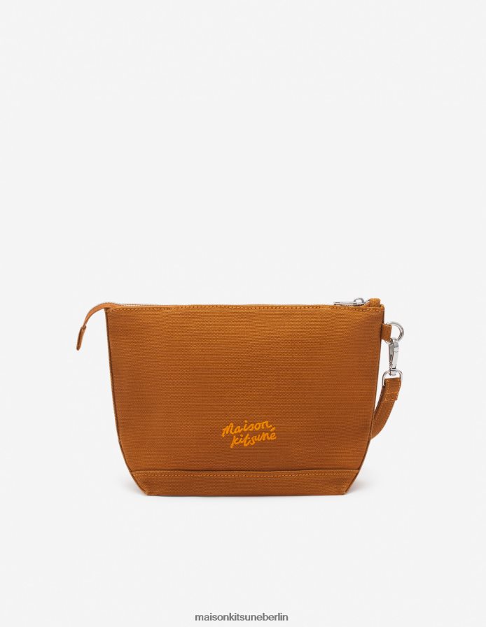 Zubehörteil V2DHL500 goldbraun unisex Reißverschlusstasche mit auffälligem Fuchskopf Maison Kitsune