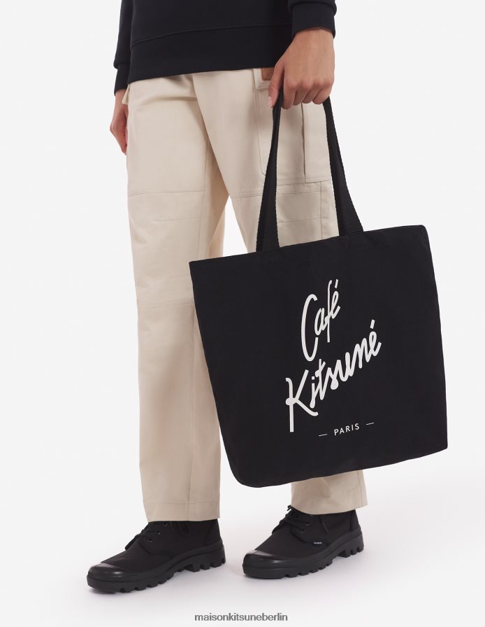 Zubehörteil V2DHL506 Schwarz unisex Einkaufstasche Café Kitsune schwarz Maison Kitsune