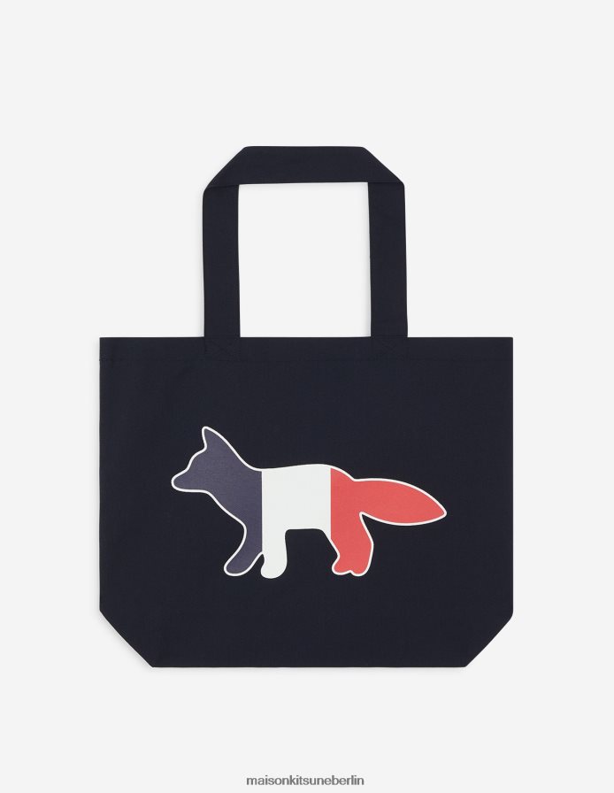 Zubehörteil V2DHL509 Marine unisex Dreifarbige Fuchs-Einkaufstasche Maison Kitsune