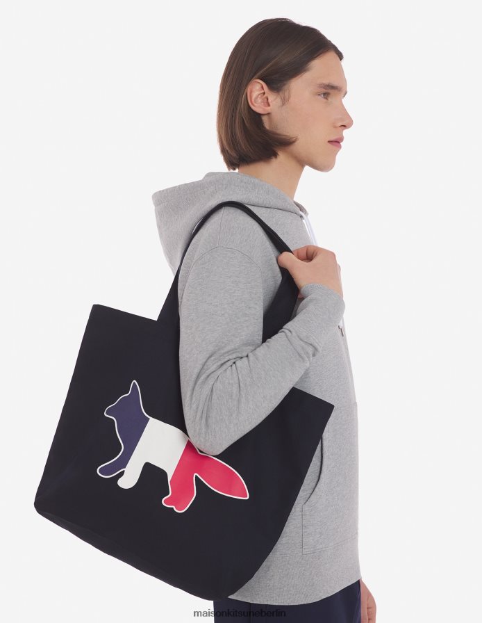 Zubehörteil V2DHL509 Marine unisex Dreifarbige Fuchs-Einkaufstasche Maison Kitsune