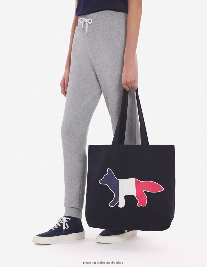 Zubehörteil V2DHL509 Marine unisex Dreifarbige Fuchs-Einkaufstasche Maison Kitsune