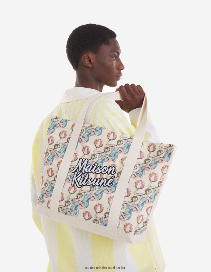 Zubehörteil V2DHL516 Multico-Design unisex Tanzende Mädchen-Einkaufstasche Maison Kitsune