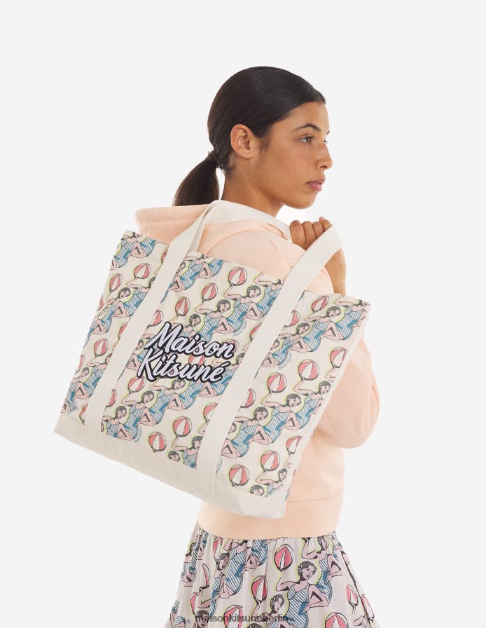 Zubehörteil V2DHL516 Multico-Design unisex Tanzende Mädchen-Einkaufstasche Maison Kitsune