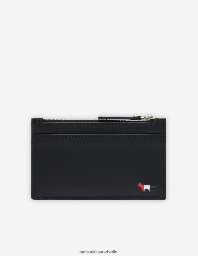 Zubehörteil V2DHL521 Schwarz unisex Tricolor Fox langer Kartenhalter mit Reißverschluss Maison Kitsune