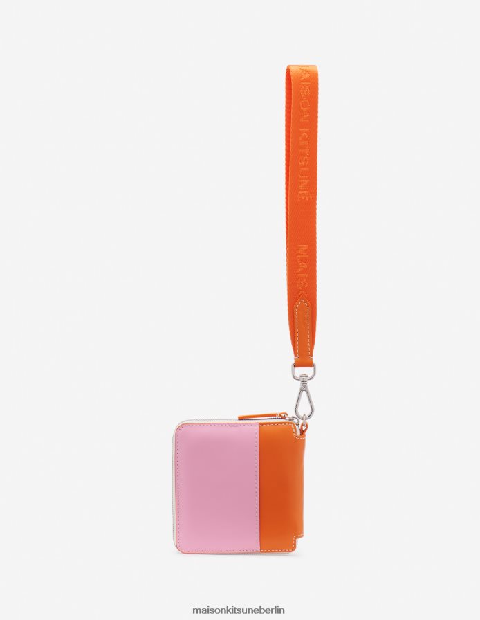 Zubehörteil V2DHL523 Neon orange unisex Quadratische Geldbörse mit Reißverschluss aus Gurtband Maison Kitsune